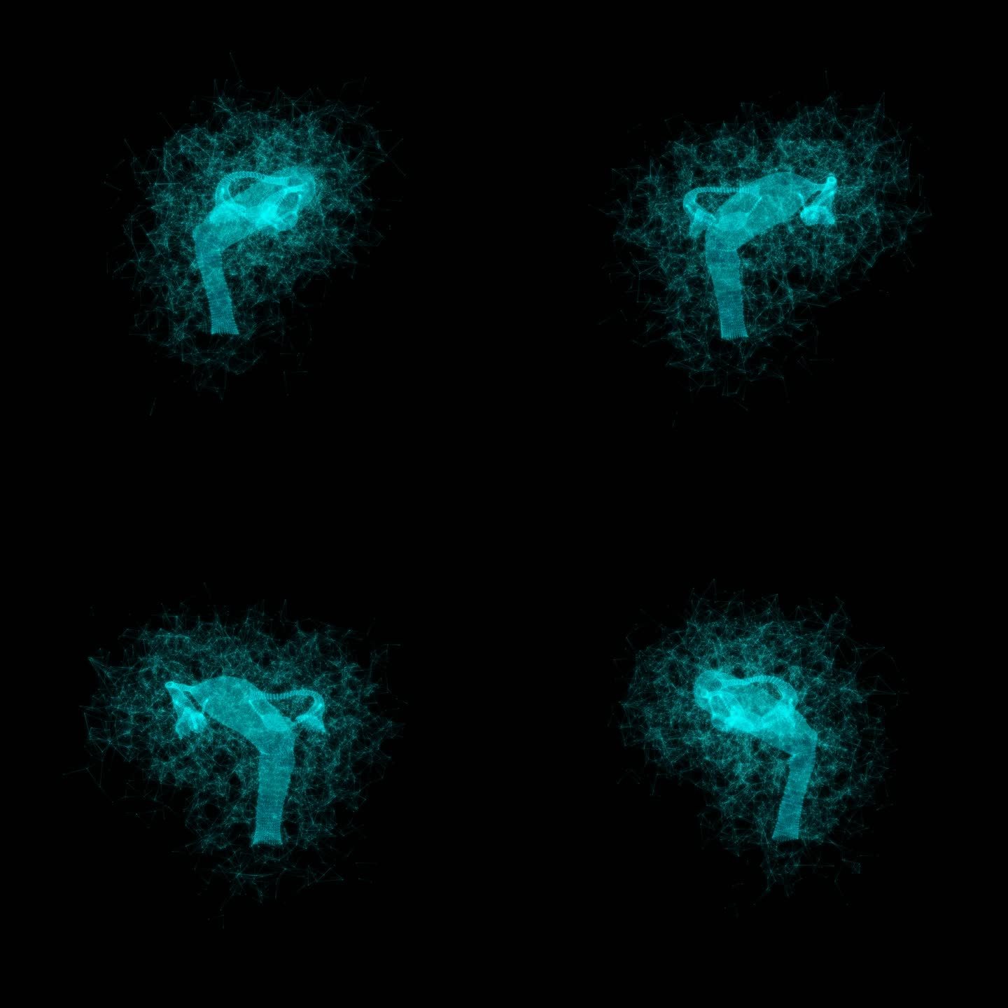 女性生殖系统3D粒子旋转HUD素材医疗