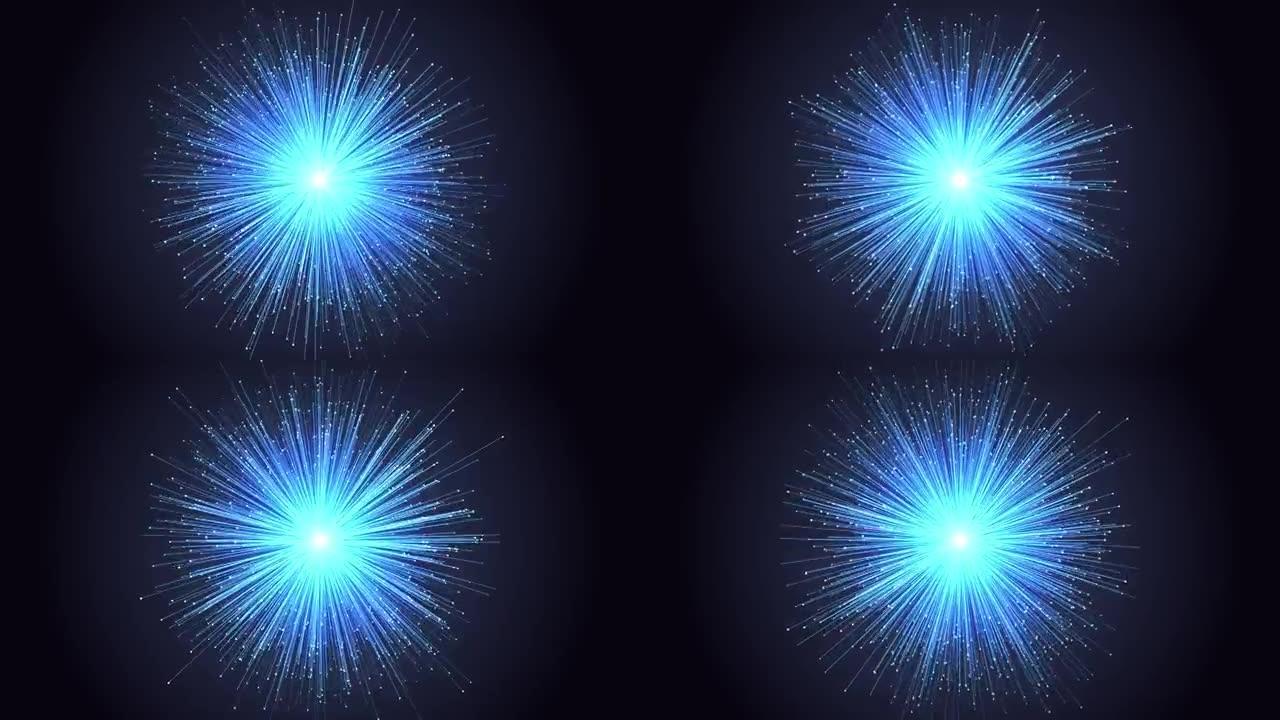 网络连接爆炸蓝云抽象背景动画-新动态技术动态彩色视频素材