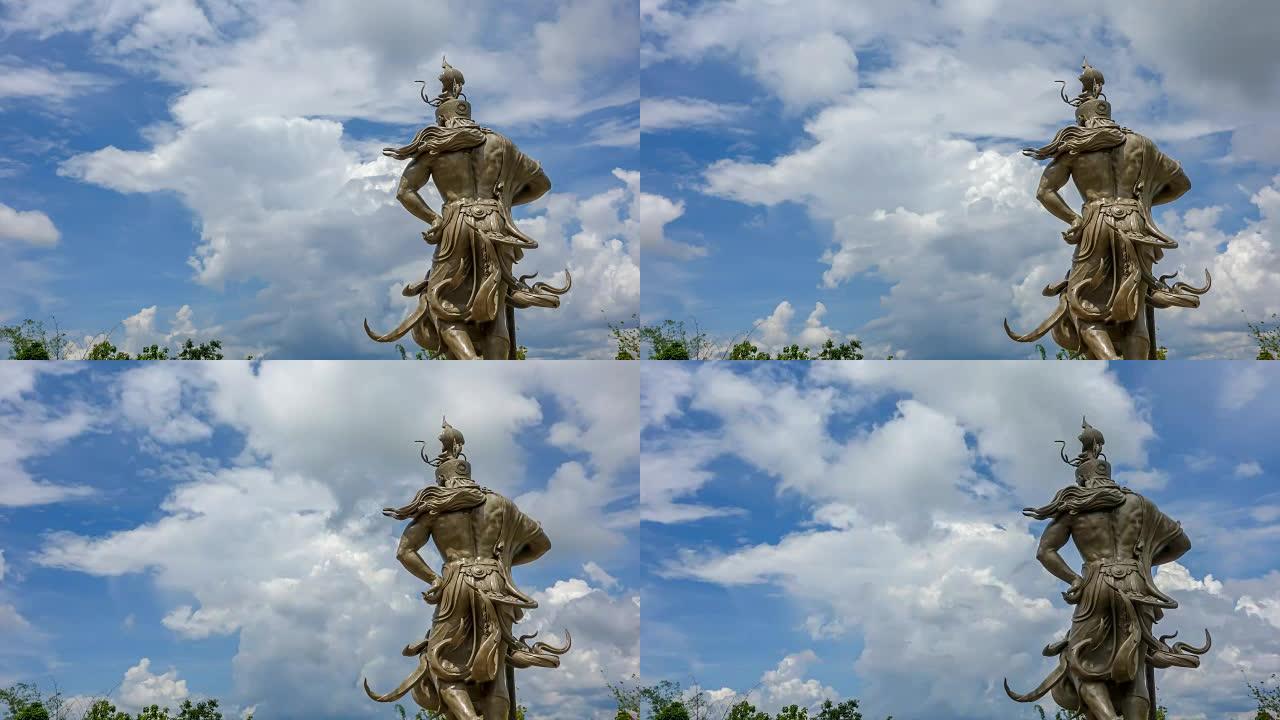 带有美丽雕像的云的时间流逝