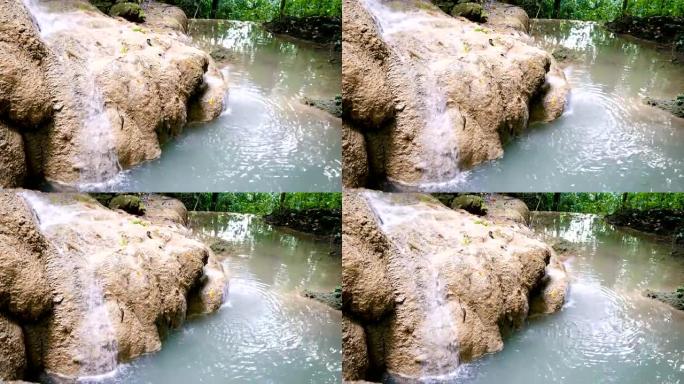 美丽的爱侣湾瀑布，北碧府，泰国