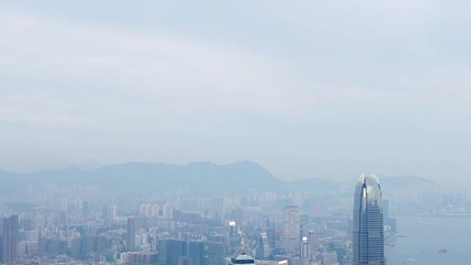 中国日间烟雾灯香港城市景观著名视点全景4k