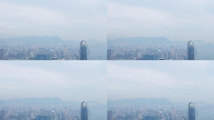中国日间烟雾灯香港城市景观著名视点全景4k