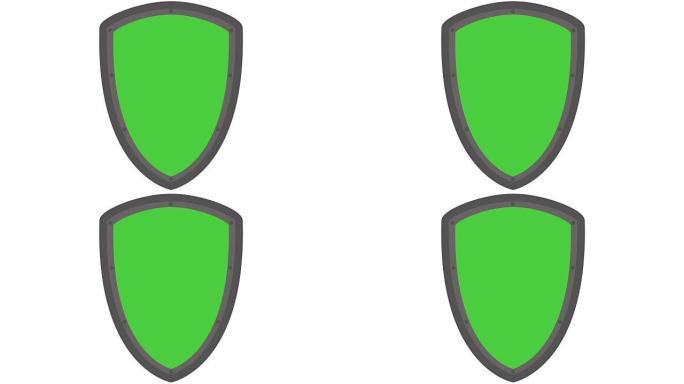 盾牌图标标志、安全和安保概念进出动画绿色