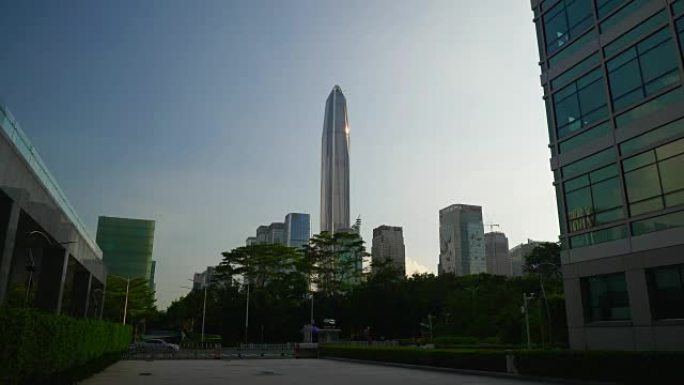 天光深圳市著名的兆丰建筑慢动作全景4k中国
