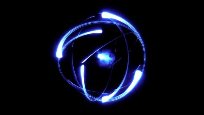 明亮的程式化科学原子动画循环蓝色