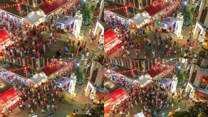 平移/缩放2018中国新年在新加坡中国城和旅行者享受旅行