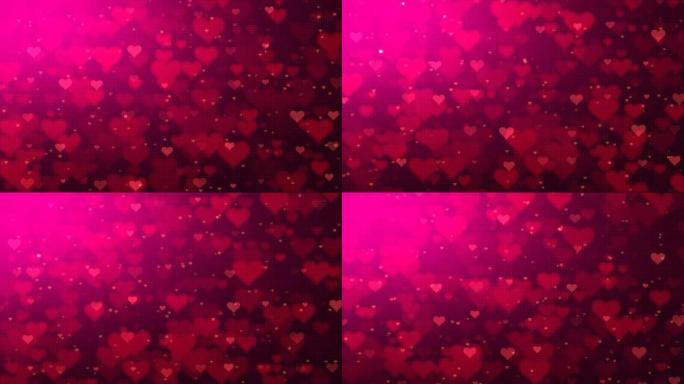 Red Valentine flowing hearts background