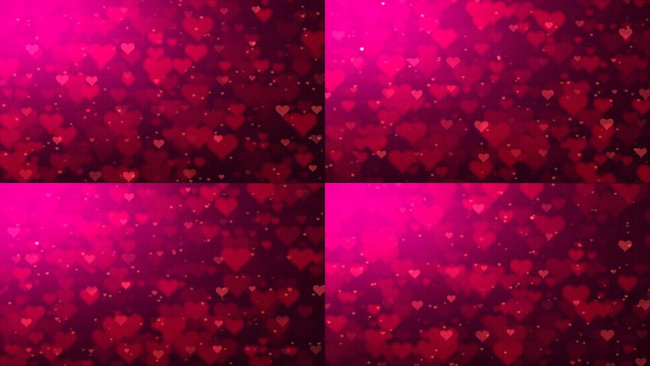 Red Valentine flowing hearts background