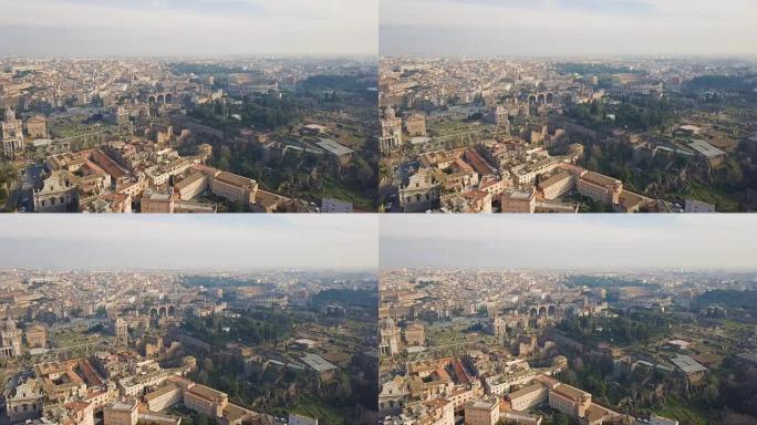 罗马斗兽场和古罗马遗址鸟瞰图