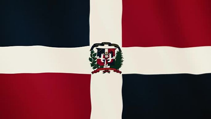 多米尼加国旗飘扬的动画。全屏。国家的象征
