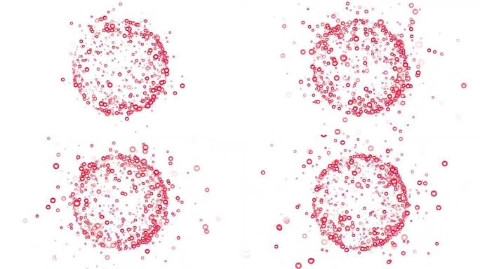 运动背景，一组白色红色粉色通用脸书风格的爱情情感图标飞翔。孤立在白色背景上。
