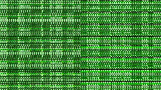 抽象点闪光闪光绿色二进制数字代码，计算机生成无缝循环抽象运动黑色背景，新技术概念