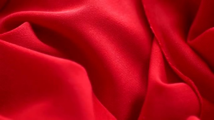 红色缎面织物背景慢动作