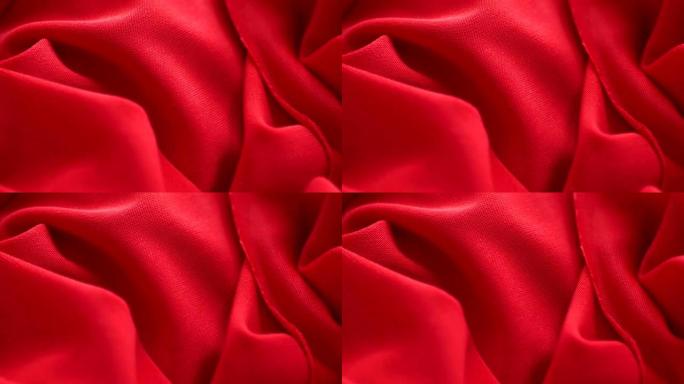 红色缎面织物背景慢动作