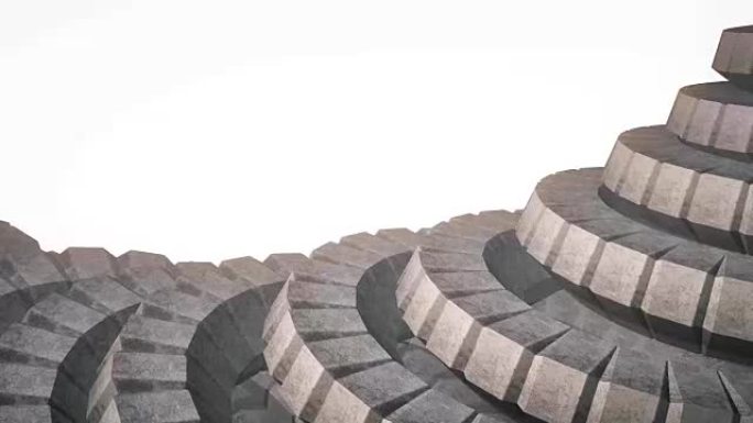 蛇蜗杆脊柱像3d混凝土齿轮旋转机构无缝循环抽象动画背景新质量七彩酷漂亮漂亮视频片段