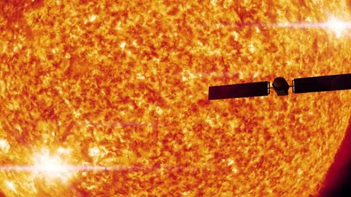 卫星以4k的轮廓通过太阳