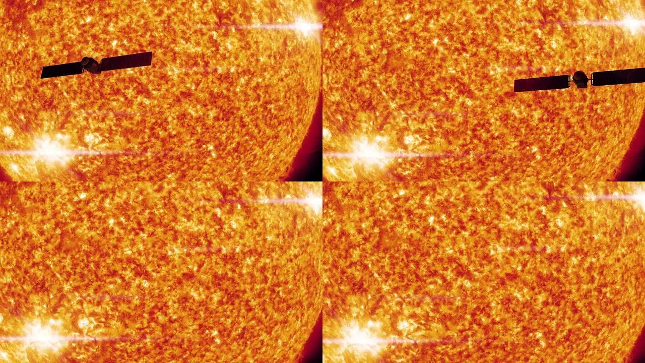 卫星以4k的轮廓通过太阳