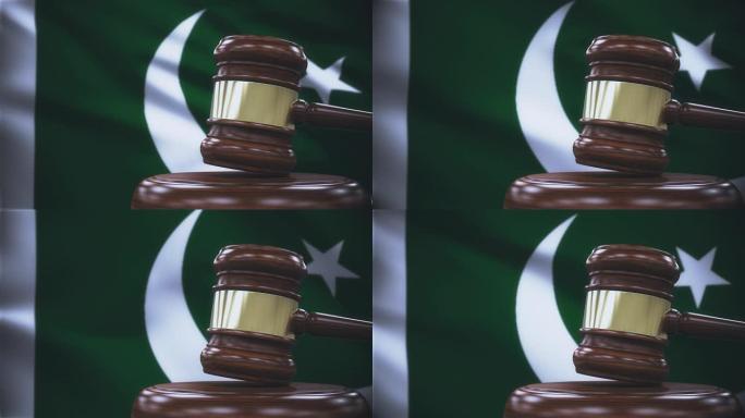 法官加维尔有巴基斯坦国旗背景