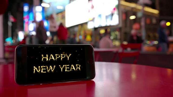 时代广场纽约新年快乐智能手机庆典人群