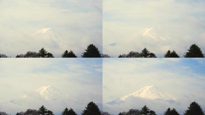 日本富士，河口湖富士山雪景。