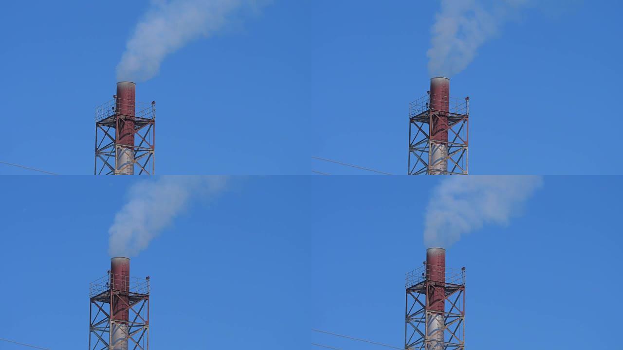 有烟囱的采矿企业。天空上的肮脏烟雾，生态问题。这个概念是环境污染。儿童呼吸工业企业产生的肮脏烟雾