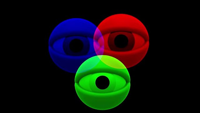 3红绿蓝眼睛旋转无缝循环背景介绍动画新质量通用复古动态动画七彩快乐漂亮酷视频素材