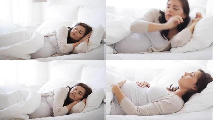 孕妇在家床上睡觉失眠辗转反侧孕晚期