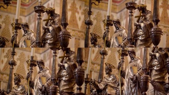 意大利巴勒莫西西里岛教堂祭坛中的圣徒小雕像
