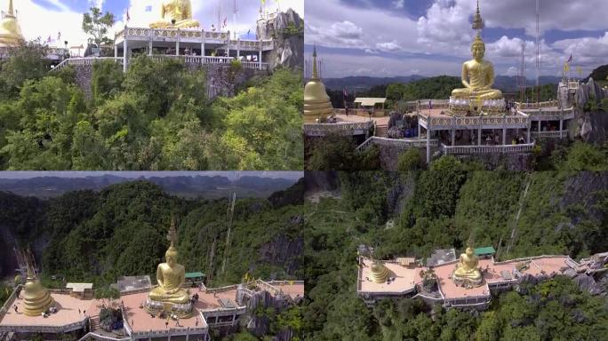 泰国甲米的Wat Tham Sua (虎洞庙) 的无人机镜头