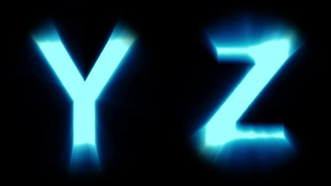 轻字母Y和Z-冷蓝光-闪烁闪烁动画循环-隔离