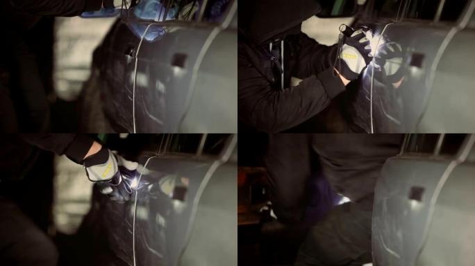 男子使用锁具闯入汽车