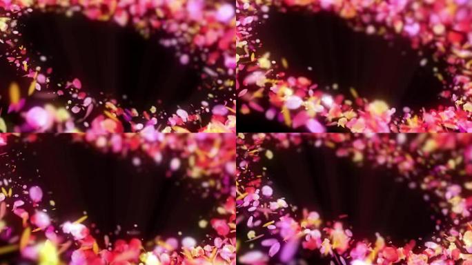 彩色花瓣的旋转，CG动画，粒子，循环