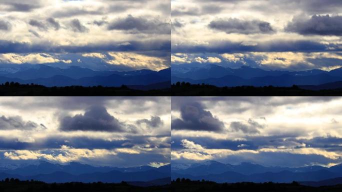比利牛斯山脉上的暴风雨云高速移动