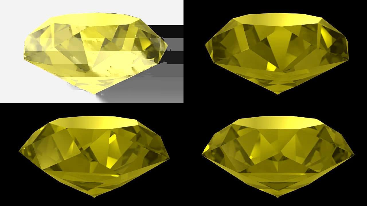 黄色蓝宝石宝石宝石旋转婚礼背景循环4K