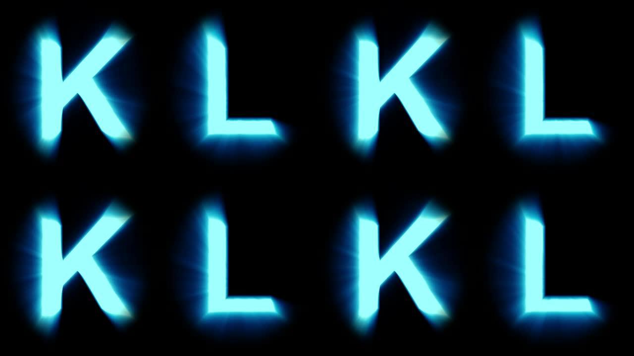轻字母K和L-冷蓝光-闪烁闪烁动画循环-隔离