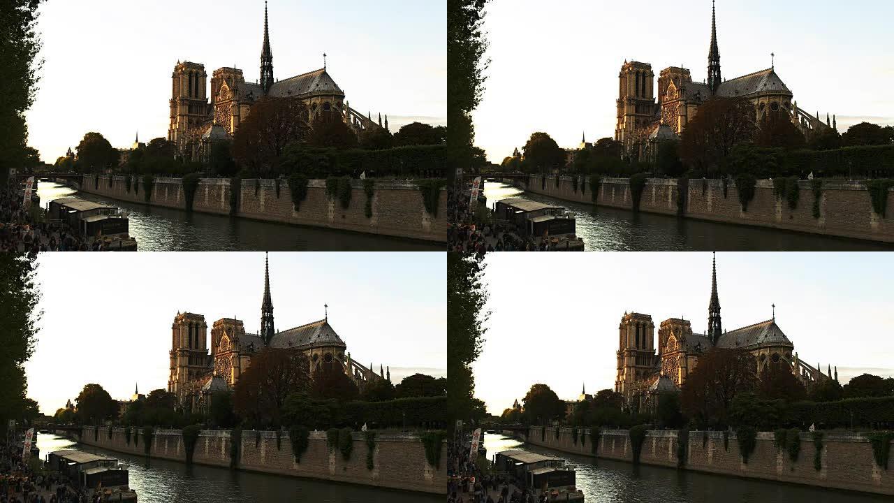 法国巴黎圣母院外观斜视