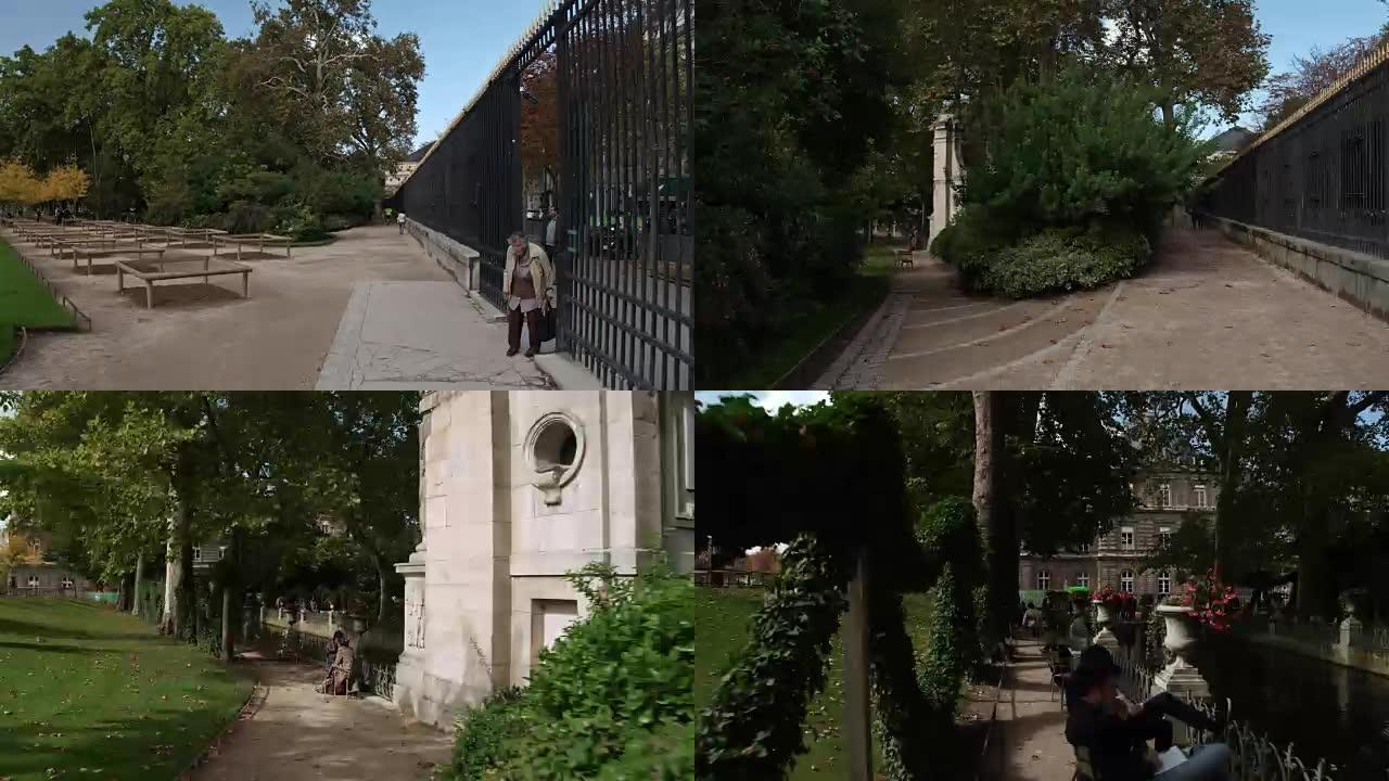 在卢森堡花园散步的延时拍摄。巴黎地标