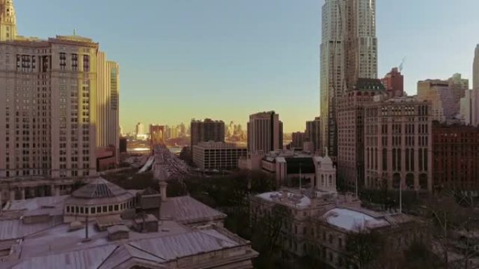 曼哈顿市中心的高架全景，纽约市