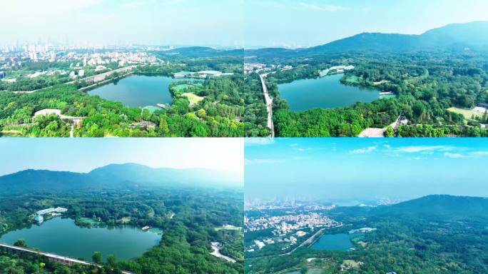 4K航拍高空城市山峰风景