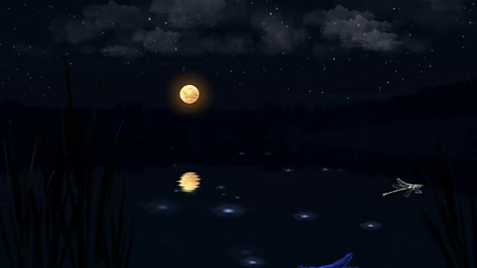 湖上的田园诗浪漫之夜