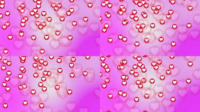 情人节用玫瑰和灯光运动背景抽象的红色心形