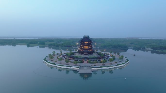 4K航拍重元寺观音阁，苏州阳澄湖千年古寺