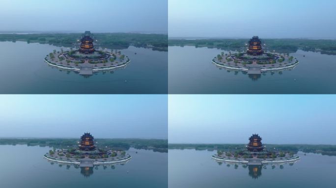 4K航拍重元寺观音阁，苏州阳澄湖千年古寺