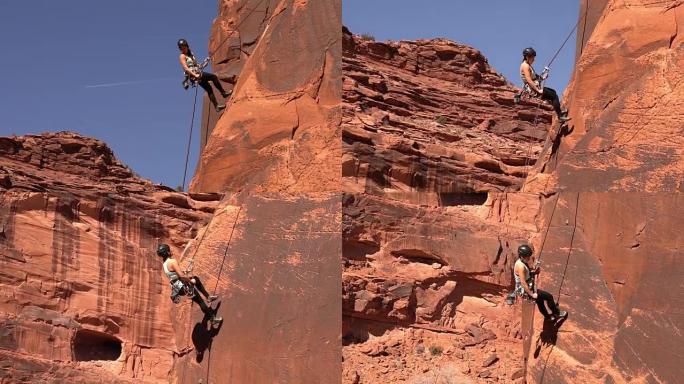 Moab的女性攀岩者