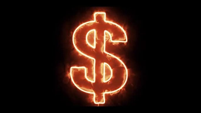 火焰美元符号出现和燃烧循环动画背景-新质量独特的金融业务动态视频镜头