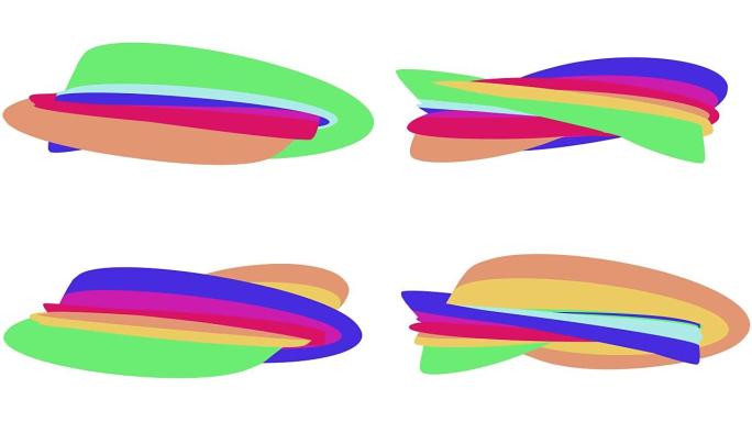 柔和的色彩平面3D弯曲彩虹糖果无缝循环抽象形状动画背景新质量通用运动动态动画七彩快乐视频素材