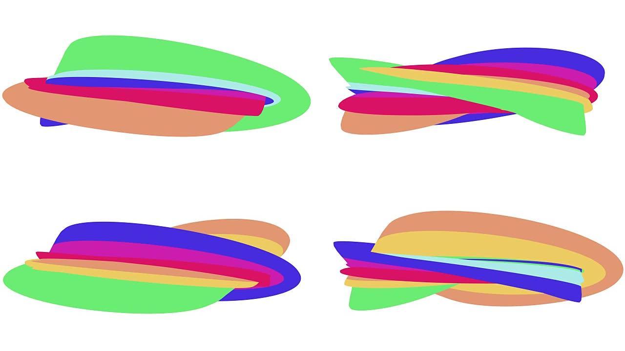 柔和的色彩平面3D弯曲彩虹糖果无缝循环抽象形状动画背景新质量通用运动动态动画七彩快乐视频素材
