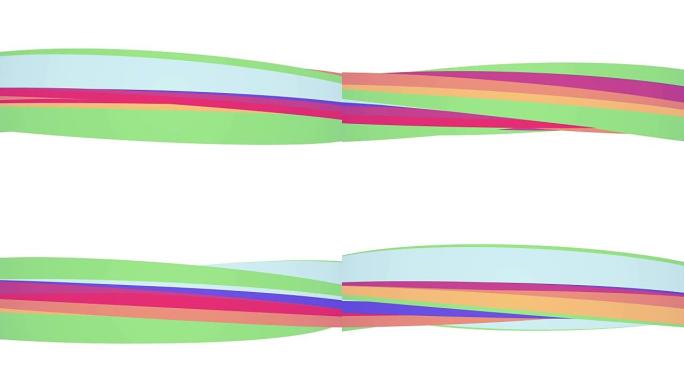 柔和的色彩平面3D弯曲彩虹糖果线无缝循环抽象形状动画背景新质量通用运动动态动画七彩快乐视频素材