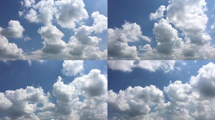 白云在蓝天上的烈日中消失。积云在灿烂的蓝天下形成。延时运动云蓝天背景。