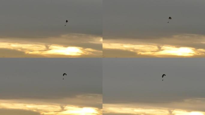 高山上极限运动滑翔伞的美丽景色